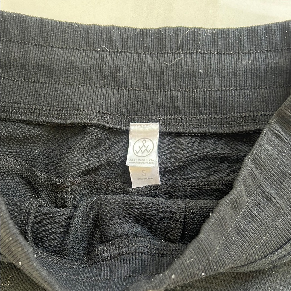 Black Alternative Jogger Pants White Drawstring Waist 2 Front Pockets Size Small - Picture 2 of 3